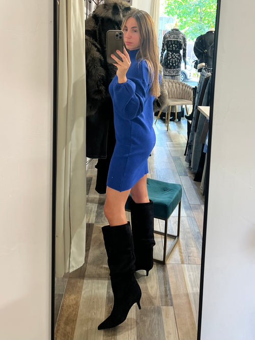 Dress in maglia blu elettrico