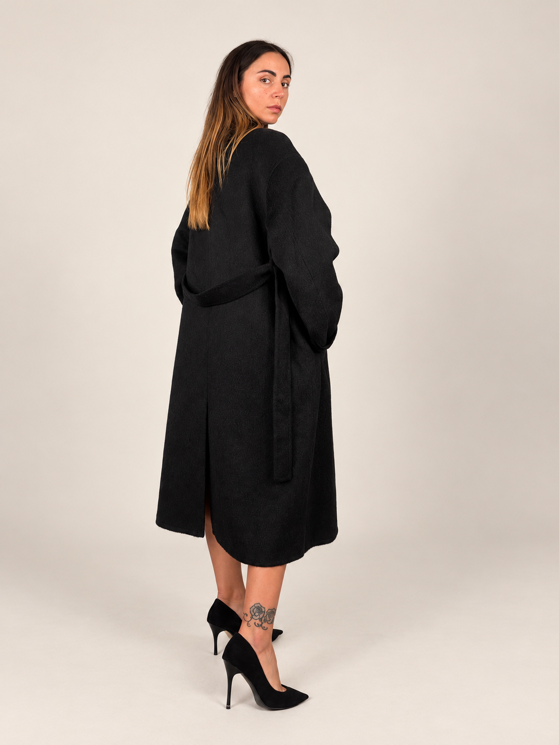 Cappotto oversize in 50% lana nero