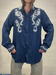 Camicia in denim ricamata Wide