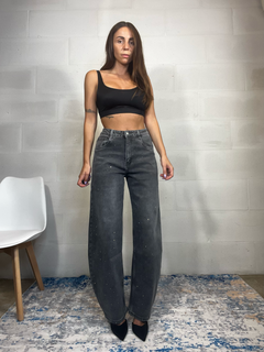 Jeans baggy nero con punti luce