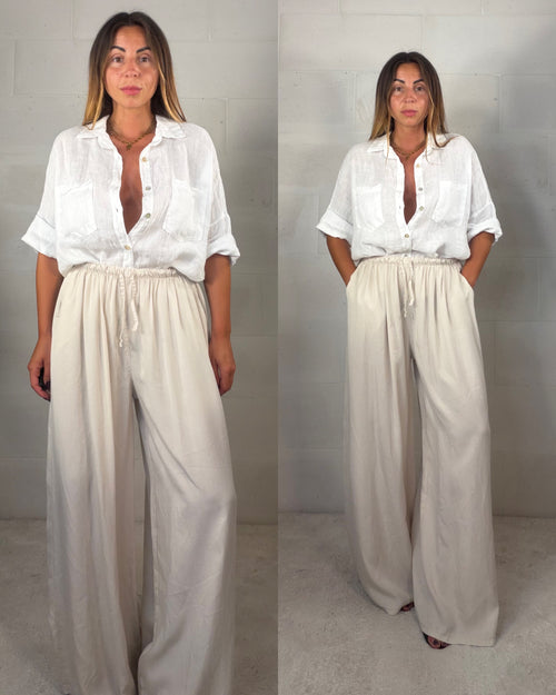 Pntalone in 100% viscosa ultra comfy panna
