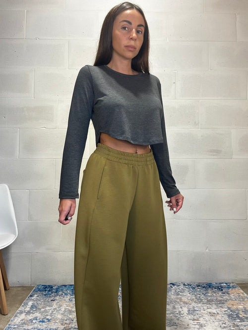 Pantalone della tuta baggy in neoprene senape