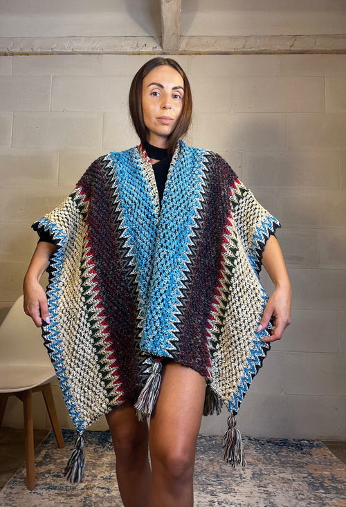 Poncho Ibiza in misto lana