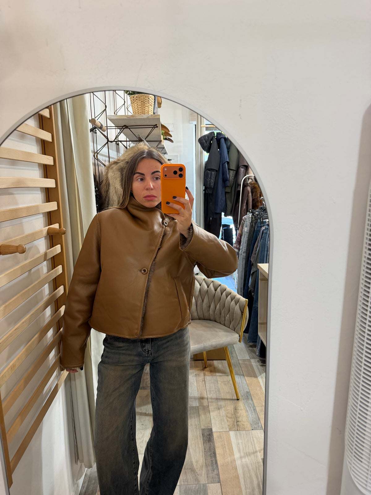 Montone ecopelle/ecofour double-face camel
