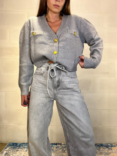 Cardigan bottoni gioiello Paris grigio