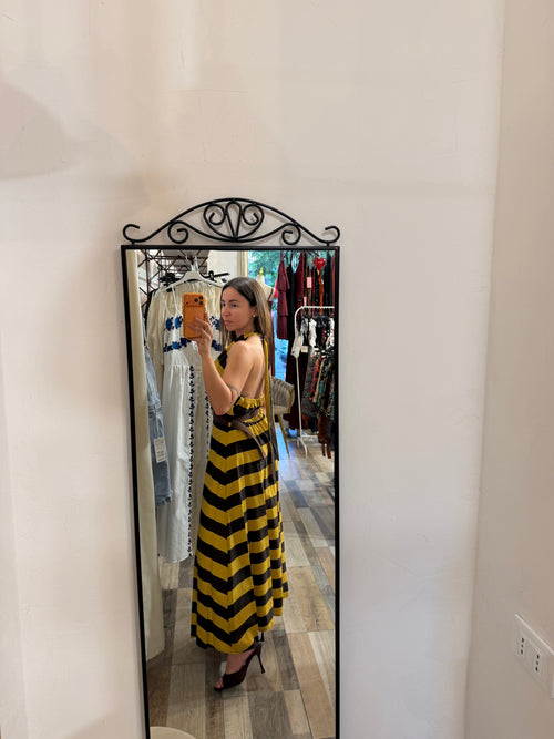 Maxi abito Giza senape/marrone