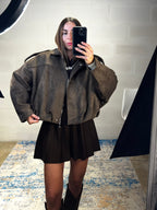 Bomber in ecocamoscio interno imbottito in ecopelliccia