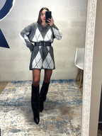 Dress Rombi modello ampio simil lana grigio