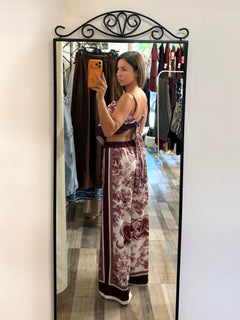 Coordinato satinato Jungle bordeux