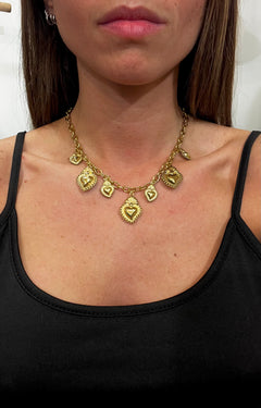 Collana multi cuore sacro dorata