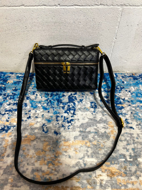 Borsa scrigno intrecciata nera