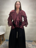 Camicetta balze bordeaux