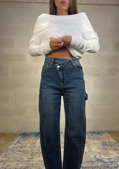 Denim baggy a portafoglio lavaggio medio