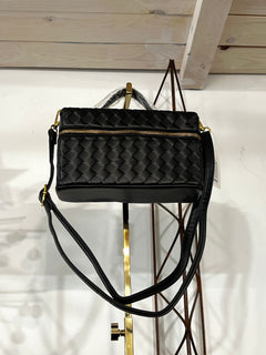 Borsa scrigno intrecciata nera