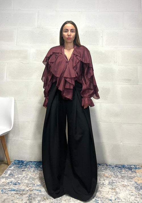 Camicetta balze bordeaux