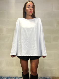 Maxi maglia spalline imbottite bianca