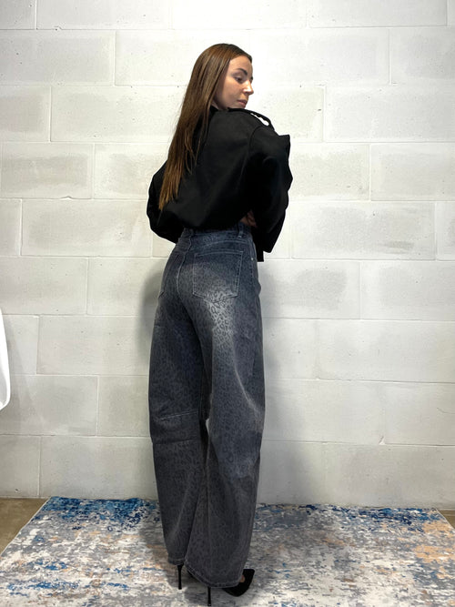 Jeans balloon fit sfumature animalier