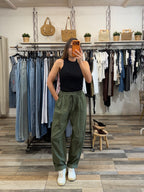 Pantalone in 95% cotone Army verde militare