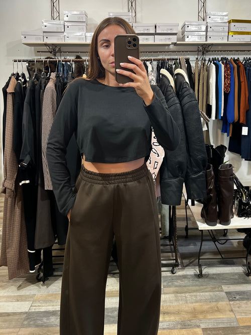 Pantalone della tuta baggy in neoprene cioccolato