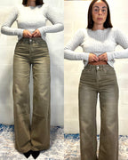 Jeans a palazzo sabbiato