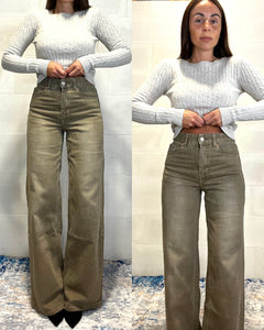 Jeans a palazzo sabbiato