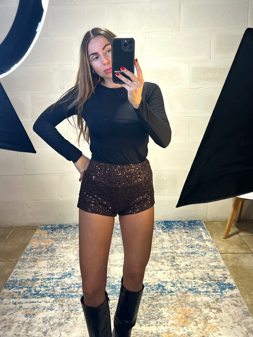 Culotte paillettes marrone