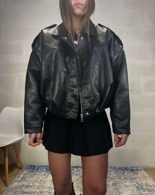 Bomber in ecopelle interno imbottito in ecopelliccia