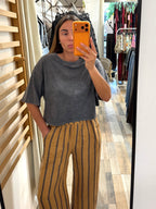 T-shirt crop 100% cotone effetto consumato grigia