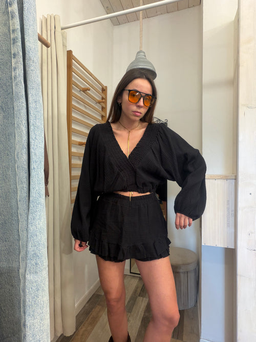 Completo nero in 100% cotone Uruguay