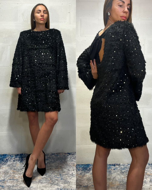 Abito ampio paillettes e frangette Unique