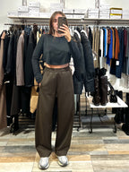 Pantalone della tuta baggy in neoprene cioccolato