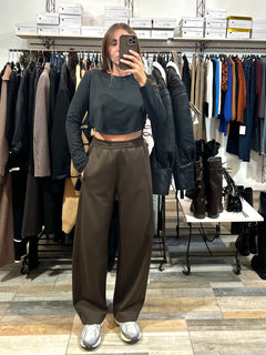 Pantalone della tuta baggy in neoprene cioccolato