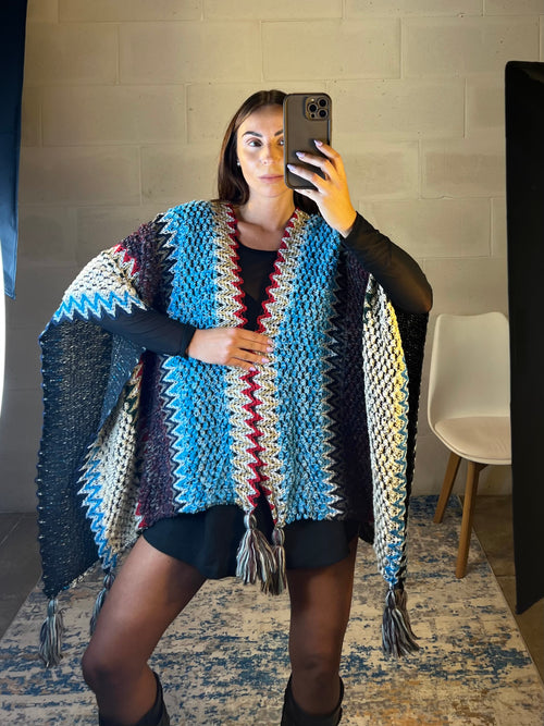 Poncho Ibiza in misto lana