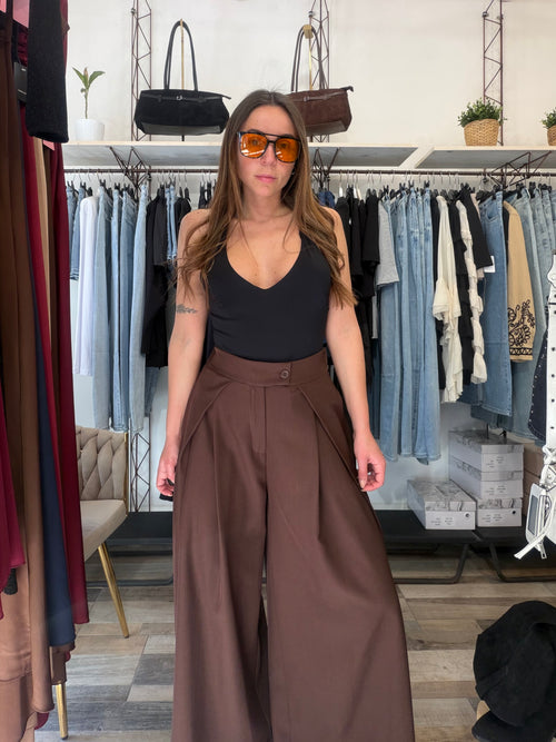 Pantalone sartoriale maxi pence marrone