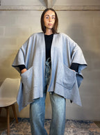 Poncho/cardigan simil lana 53% viscosa grigio