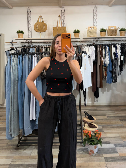 Pantalone 100% lino nero