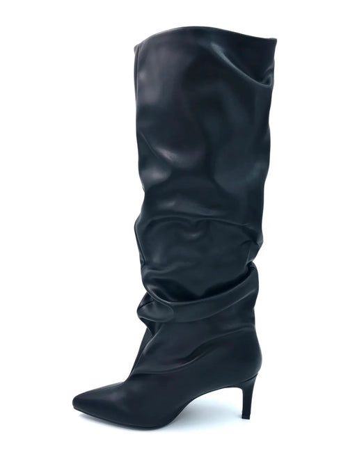 Stivale increspato Fuego nero tacco 7 cm