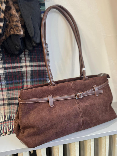 Borsa scamosciata Miu marrone