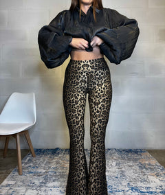 Pantaleggings elasticizzato Animalier scampanato sul fondo