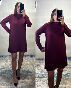 Angel dress simil lana rasata bordeaux