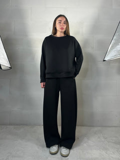 Completo tuta comfy chic baggy in neoprene nero