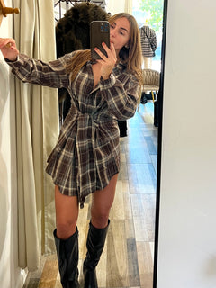 Mini dress Attico tartan in flanella