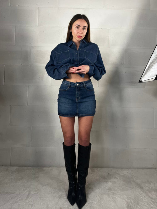 Gonna in denim blu