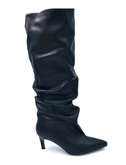 Stivale increspato Fuego nero tacco 7 cm