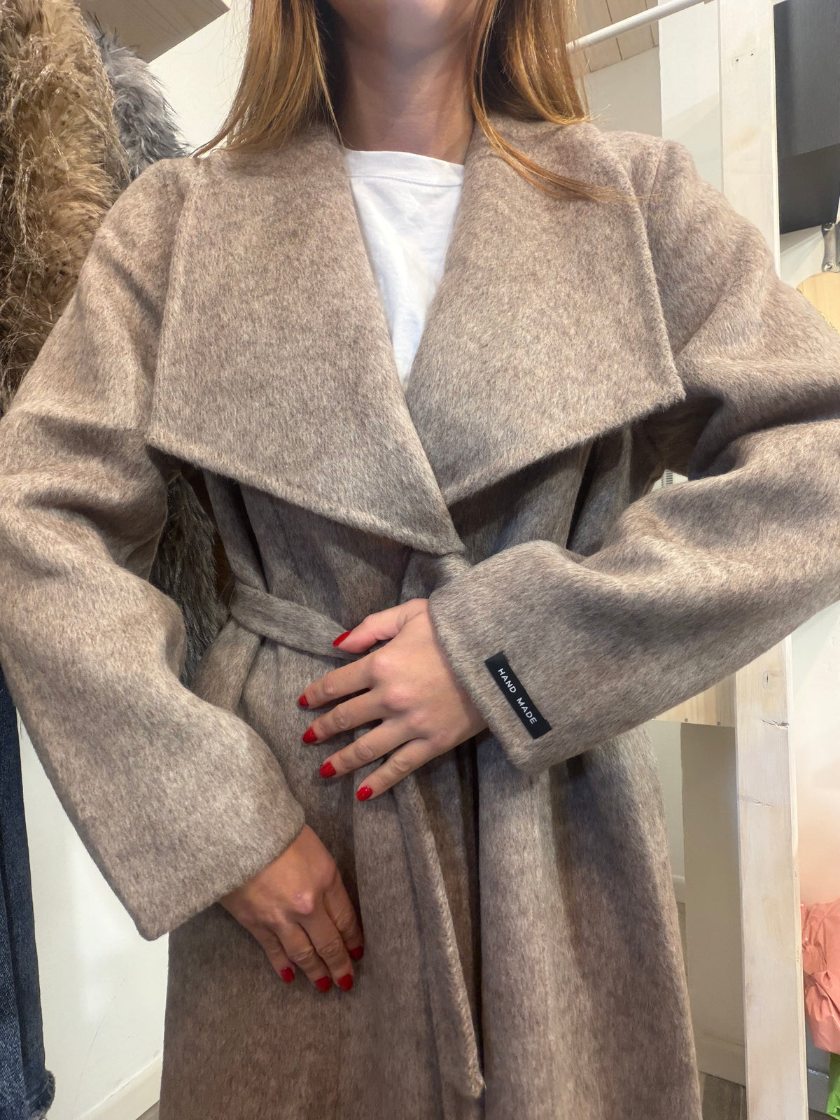 Cappotto in 70% lana Hand made beige