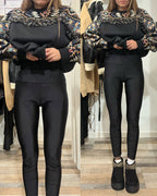 Leggings lucido metallizzato nero