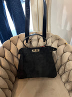 Borsa Trapezio 2 ingressi scamosciata nera