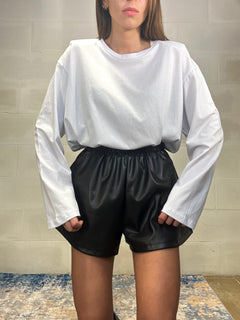 Maxi maglia spalline imbottite bianca