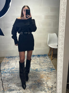 Dress simil lama spalle cadenti e risvolto nero