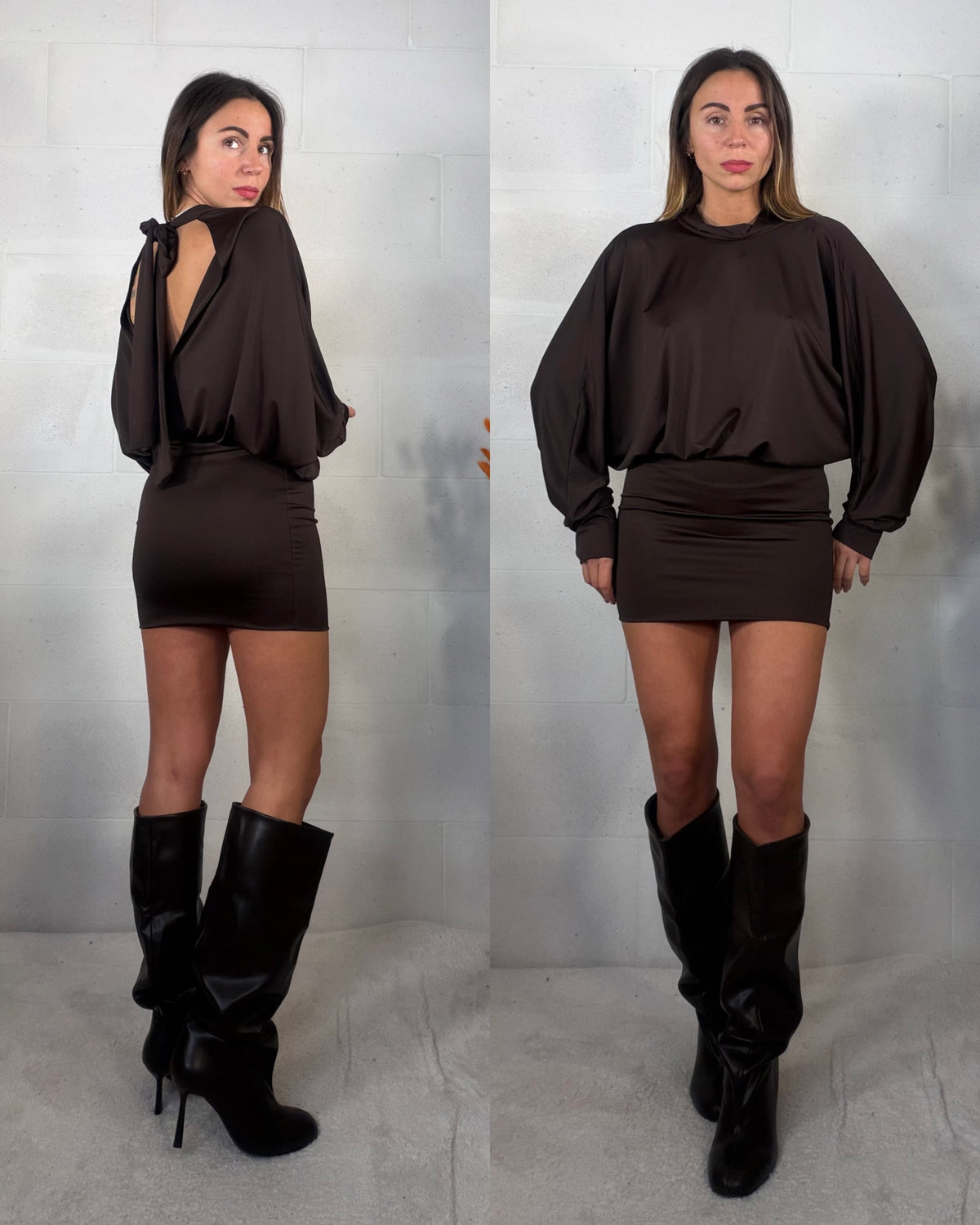 Dress apertura sul retro marrone Megan